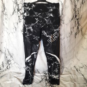 Pink VS marble leggings with mesh cutouts